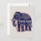 Thailand Elephant Block Print Briefkaart (Voorkant / Achterkant)