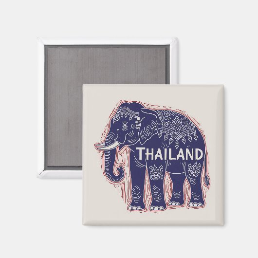 Thailand Elephant Block Print Magneet (Voorkant / Achterkant)