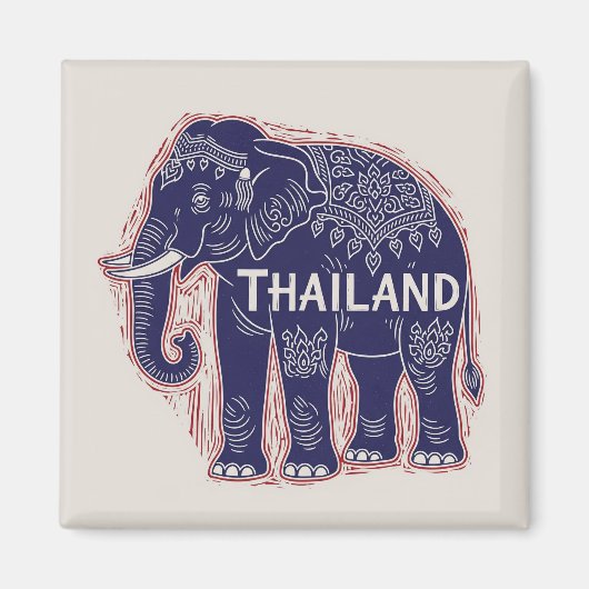 Thailand Elephant Block Print Magneet (Voorkant)