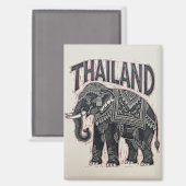 Thailand Elephant Block Print Magneet (Voorkant / Achterkant)