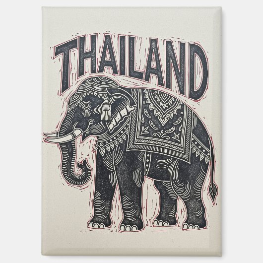 Thailand Elephant Block Print Magneet (Voorkant)