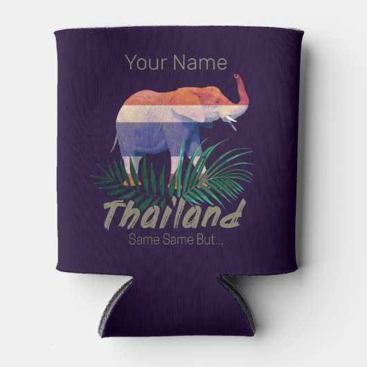 Thailand Elephant Flag Oerwoud verlaat Thai Souven Blikjeskoeler (Voorkant)