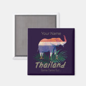 Thailand Elephant Flag Oerwoud verlaat Thai Souven Magneet (Voorkant / Achterkant)