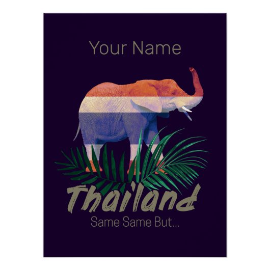 Thailand Elephant Flag Oerwoud verlaat Thai Souven Perfect Poster (Voorkant)