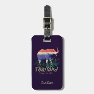 Thailand Elephant met vlag en Oerwoud bladeren Bagagelabel