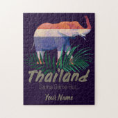 Thailand Elephant met vlag en Oerwoud bladeren Legpuzzel (Verticaal)
