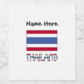 Thailand en de Thaise vlag met Jouw naam Wijn Etiket (Enkel label)