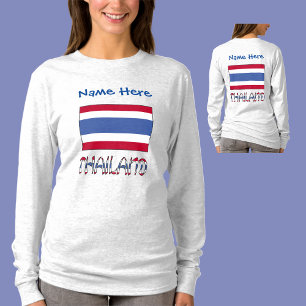 Thailand en Thaise Vlag Blauw Personalisatie Dames T-shirt