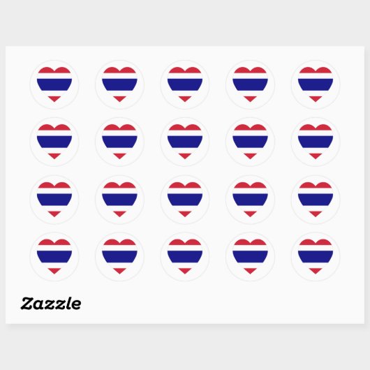 Thailand Flag Heart Ronde Sticker (Vel)