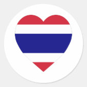 Thailand Flag Heart Ronde Sticker (Voorkant)