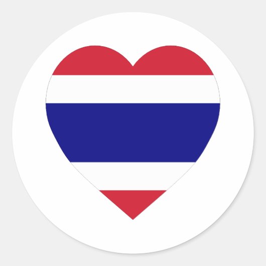 Thailand Flag Heart Ronde Sticker (Voorkant)