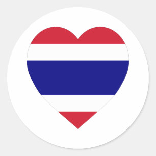 Thailand Flag Heart Ronde Sticker
