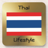 Thailand Flag+Text Onderzetter (Voorkant)