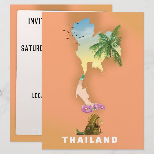 Thailand geïllustreerde kaart (Voorkant / Achterkant)