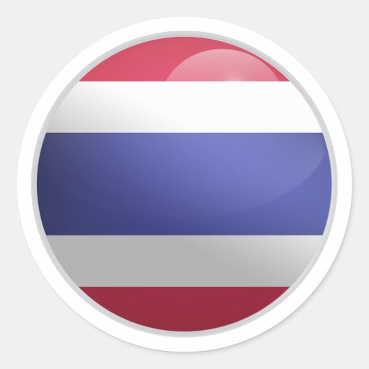 Thailand Glossy Circle Flag Ronde Sticker (Voorkant)