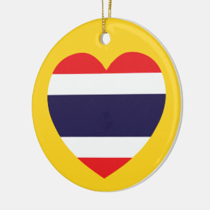 Thailand Heart Flag Keramisch Ornament