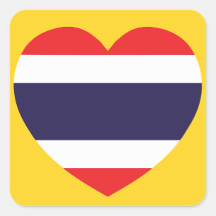 Thailand Heart Flag Vierkante Sticker
