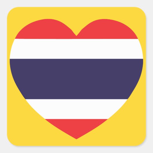 Thailand Heart Flag Vierkante Sticker (Voorkant)