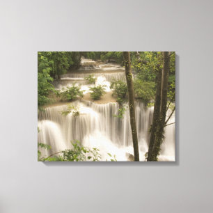 Thailand, Huai Mae Khamin Waterfall Canvas Afdruk
