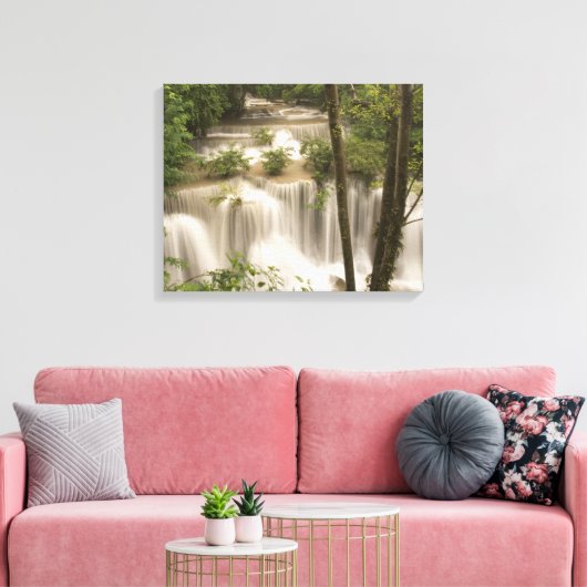 Thailand, Huai Mae Khamin Waterfall Canvas Afdruk (Insitu (Woonkamer))