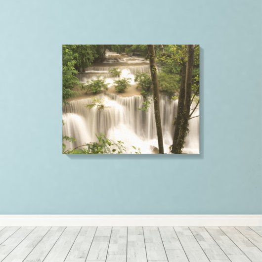 Thailand, Huai Mae Khamin Waterfall Canvas Afdruk (Insitu (Houten vloer))