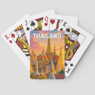 Thailand Illustratie Reis Kunst Vintage Pokerkaarten