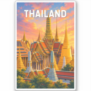 Thailand Illustratie Reis Kunst Vintage Sticker