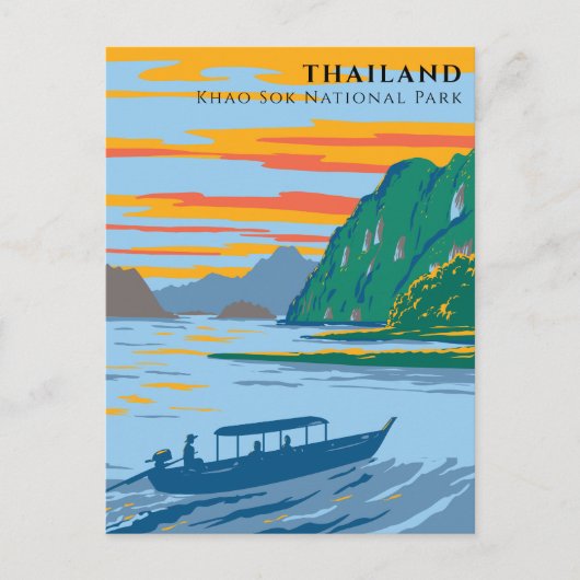 Thailand Khao Sok National Park Travel Art Deco Briefkaart (Voorkant)