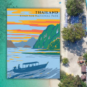 Thailand Khao Sok National Park Travel Art Deco Briefkaart