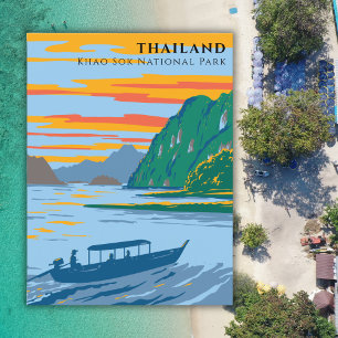 Thailand Khao Sok National Park Travel Art Deco Briefkaart