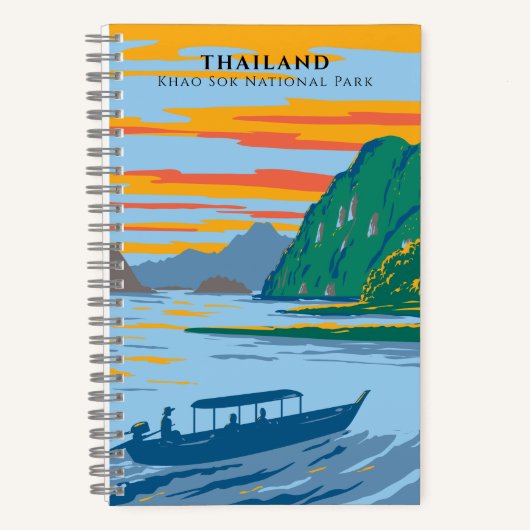 Thailand Khao Sok National Park Travel Art Deco Notitieboek (Voorkant)