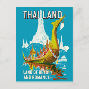 Thailand, land van schoonheid en romantiek, vintag briefkaart