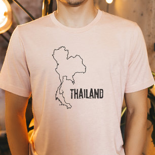 Thailand Landkaart Thaise Grenslijn Land Vorm T-shirt