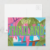 Thailand leuk vintage reisposter briefkaart (Voorkant / Achterkant)