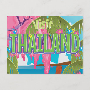 Thailand leuk vintage reisposter briefkaart