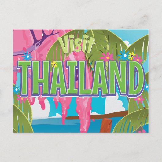 Thailand leuk vintage reisposter briefkaart (Voorkant)