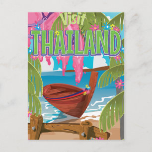 Thailand leuk vintage reisposter briefkaart