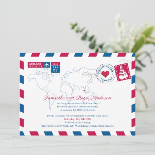 Thailand Luchtpost Save the Date (Staand voorkant)