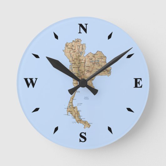 Thailand Map Clock Ronde Klok (Voorkant)