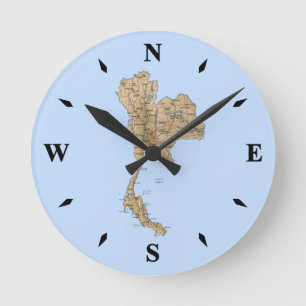 Thailand Map Clock Ronde Klok