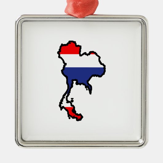 THAILAND MAP FLAG METALEN ORNAMENT (Voorkant)