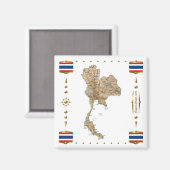 Thailand Map + Flags Magnet (Voorkant / Achterkant)