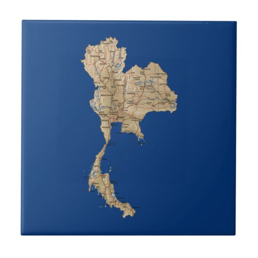 Thailand Map Tile Tegeltje (Voorkant)