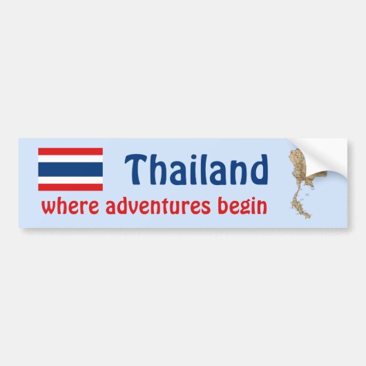 Thailand Markering + Kaart Bumpersticker (Voorkant)