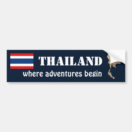 Thailand Markering + Kaart Bumpersticker (Voorkant)