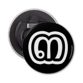 Thailand nummer 3 / Drie / ๓ (Sam) Thaise script Button Flesopener (Voorkant)