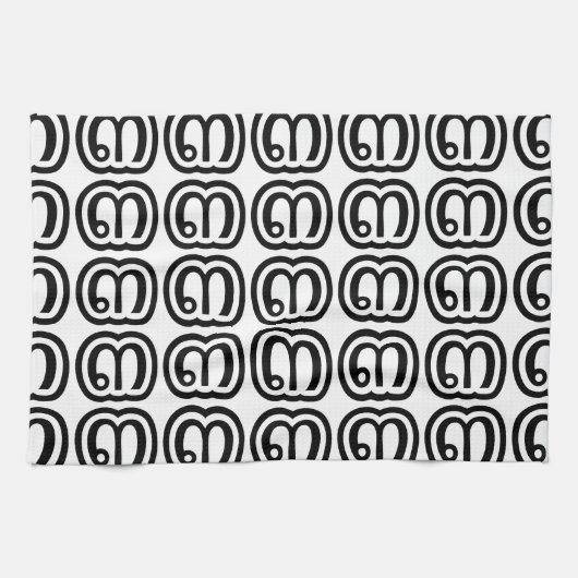 Thailand nummer 3 / Drie / ๓ (Sam) Thaise script Theedoek (Horizontaal)