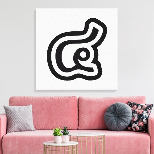 Thailand nummer 4 / Vier / ๔ (zie/Si) Thaise scrip Canvas Afdruk (Insitu (Woonkamer))