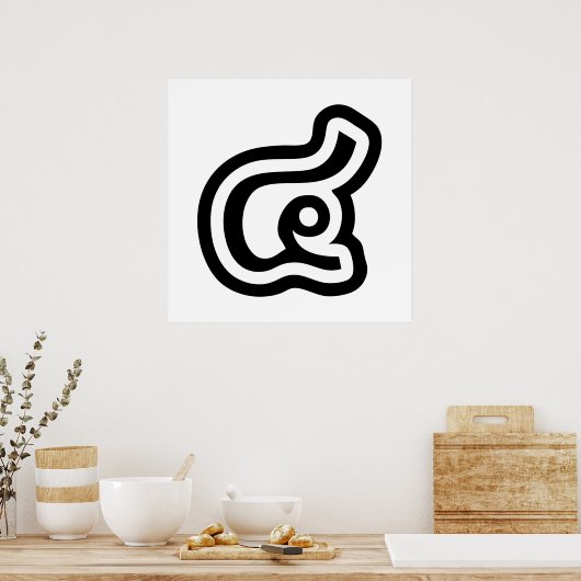 Thailand nummer 4 / Vier / ๔ (zie/Si) Thaise scrip Poster (Keuken)