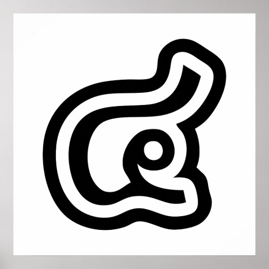 Thailand nummer 4 / Vier / ๔ (zie/Si) Thaise scrip Poster (Voorkant)